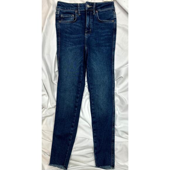 Free People High-Rise Raw-Edge Skinny Jeans Deep Indigo 26 - Picture 5 of 11